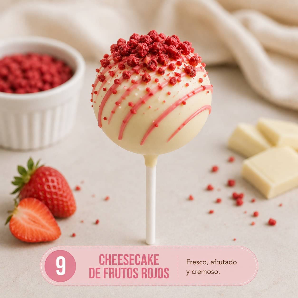 Cake Pop Cheesecake de Frutos Rojos